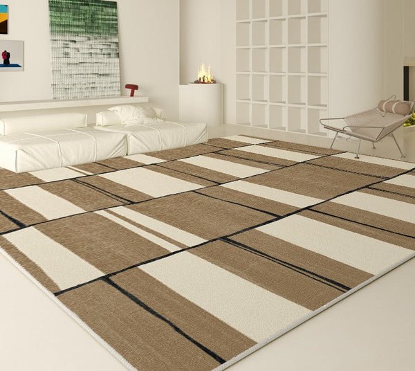Abstract Contemporary Modern Rugs for Living Room, Large Soft Rugs for Bedroom, Geometric Modern Rug Placement Ideas for Dining Room-HomePaintingDecor