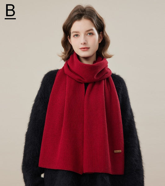 Casual Scarf for Women, Fashion Designer Scarf, Cold Weather Scarf, Red Winter Scarf, Modern Wool Scarf for Women, Soft Cashmere Scarf for Women-HomePaintingDecor