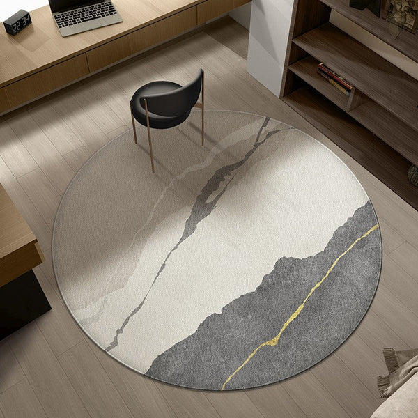 Modern Rugs for Dining Room, Abstract Contemporary Round Rugs under Chairs, Circular Area Rugs for Bedroom, Geometric Modern Rugs for Living Room-HomePaintingDecor
