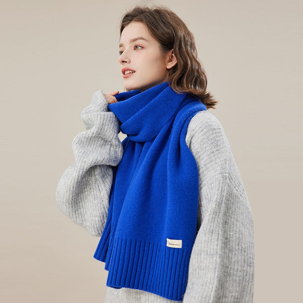 Blue Casual Scarf for Women, Modern Winter Scarf, Fashion Designer Scarf, Cold Weather Scarf, Wool Scarf for Women, Soft Cashmere Scarf for Women-HomePaintingDecor