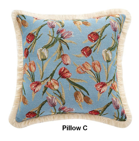 Decorative Sofa Pillows for Couch, Tulip Flower Pillow Covers, Large Flower Decorative Pillows for Bedroom, Farmhouse Decorative Pillows-HomePaintingDecor