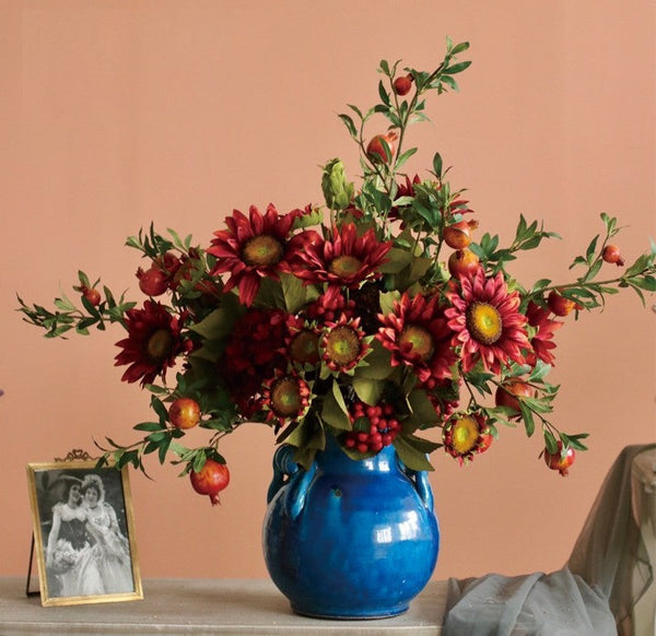 Beautiful Flower Arrangement for Home Decoration, Large Bunch of Pomegranate Branch, Table Centerpiece, Real Touch Artificial Floral for Dining Room-HomePaintingDecor