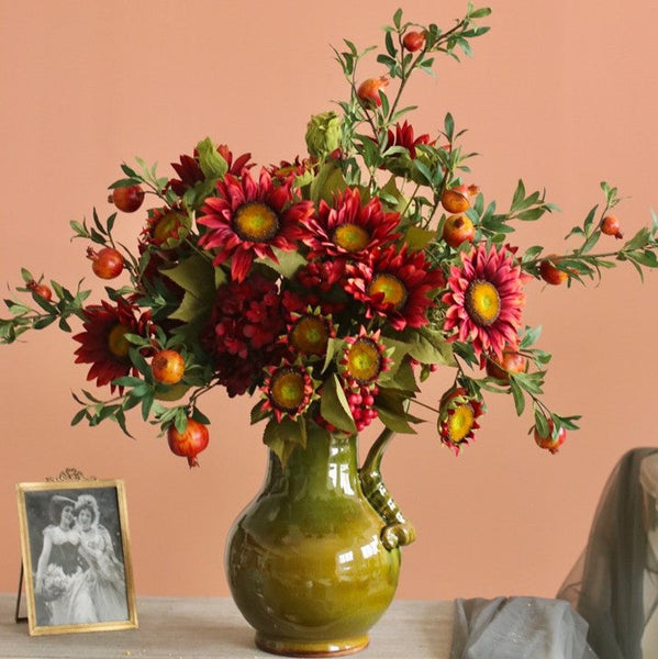 Beautiful Flower Arrangement for Home Decoration, Large Bunch of Pomegranate Branch, Table Centerpiece, Real Touch Artificial Floral for Dining Room-HomePaintingDecor