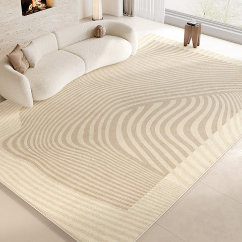 Abstract Area Rugs for Living Room, Geometric Contemporary Modern Rugs Next to Bed, Cream Color Rugs under Dining Room Table, Modern Carpets for Kitchen