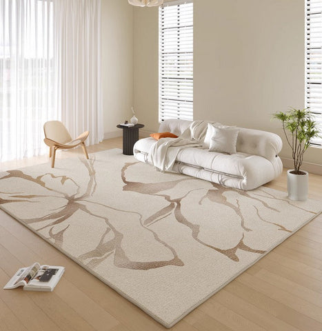Living Room Contemporary Modern Rugs, Soft Rugs under Coffee Table, French Style Modern Rugs for Interior Design, Flower Pattern Modern Rugs for Dining Room-HomePaintingDecor