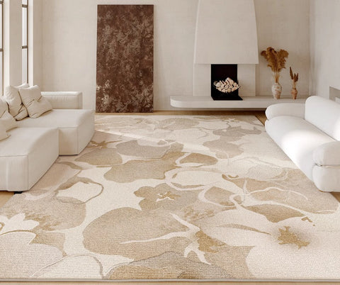 Bedroom Modern Soft Rugs, French Style Modern Rugs for Interior Design, Contemporary Modern Rugs under Dining Room Table, Flower Pattern Modern Rugs for Living Room-HomePaintingDecor