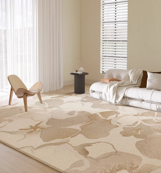 Bedroom Modern Soft Rugs, French Style Modern Rugs for Interior Design, Contemporary Modern Rugs under Dining Room Table, Flower Pattern Modern Rugs for Living Room-HomePaintingDecor