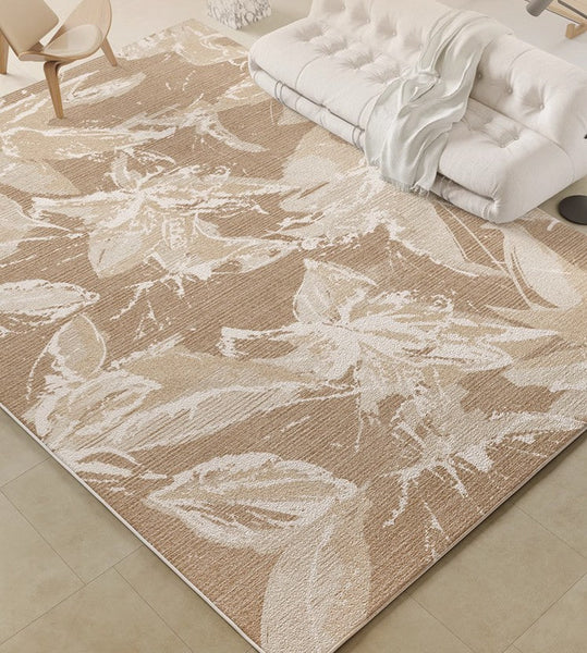 French Style Modern Rugs for Interior Design, Bedroom Modern Soft Rugs, Contemporary Modern Rugs under Dining Room Table, Flower Pattern Modern Rugs for Living Room-HomePaintingDecor