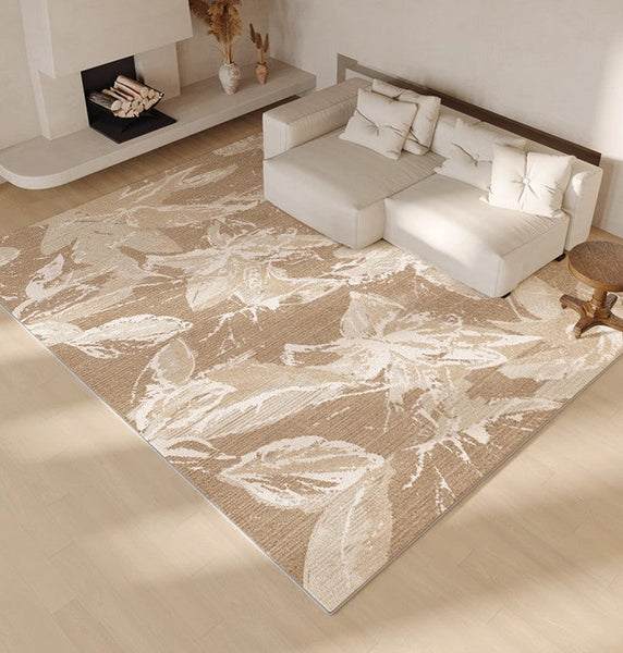 French Style Modern Rugs for Interior Design, Bedroom Modern Soft Rugs, Contemporary Modern Rugs under Dining Room Table, Flower Pattern Modern Rugs for Living Room-HomePaintingDecor