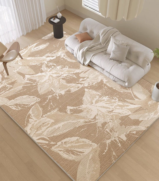French Style Modern Rugs for Interior Design, Bedroom Modern Soft Rugs, Contemporary Modern Rugs under Dining Room Table, Flower Pattern Modern Rugs for Living Room-HomePaintingDecor