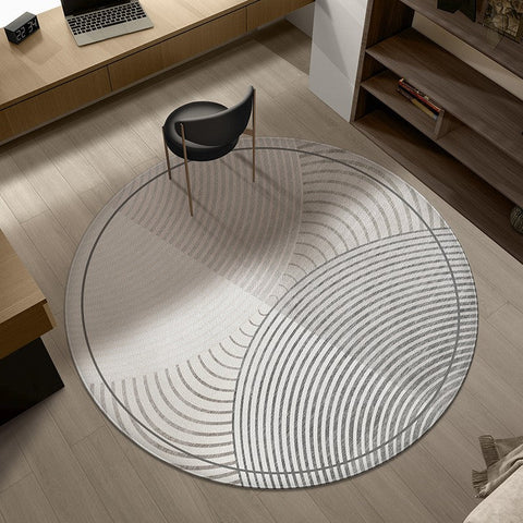 Circular Area Rugs for Bedroom, Modern Rugs for Dining Room, Abstract Contemporary Round Rugs under Chairs, Geometric Modern Rugs for Living Room-HomePaintingDecor