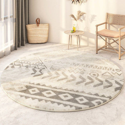 Geometric Modern Rugs for Bedroom, Modern Round Rugs under Coffee Table, Circular Modern Rugs under Sofa, Abstract Contemporary Round Rugs-HomePaintingDecor