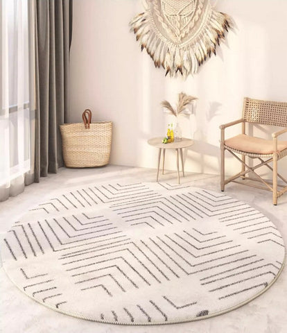 Soft Modern Round Rugs under Coffee Table, Geometric Modern Rugs for Bedroom, Circular Modern Rugs under Sofa, Abstract Contemporary Round Rugs-HomePaintingDecor
