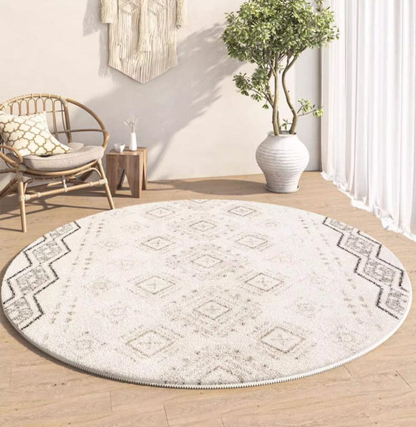 Thick Circular Modern Rugs under Sofa, Geometric Modern Rugs for Bedroom, Modern Round Rugs under Coffee Table, Abstract Contemporary Round Rugs-HomePaintingDecor