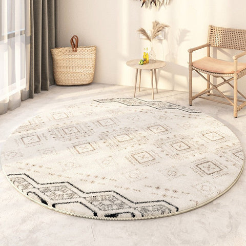 Thick Circular Modern Rugs under Sofa, Geometric Modern Rugs for Bedroom, Modern Round Rugs under Coffee Table, Abstract Contemporary Round Rugs-HomePaintingDecor