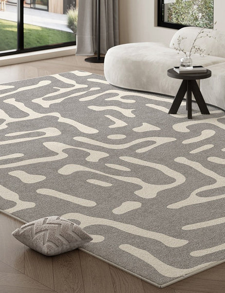 Modern Rugs for Living Room, Gray Modern Rugs for Bedroom, Large Geometric Rugs, Contemporary Area Rugs for Dining Room-HomePaintingDecor
