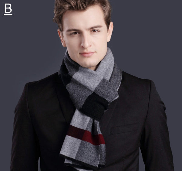 Christmas Gift for Men, Men's Wool Scarf Winter, Thick Wool Scarf, Men's Winter Scarf, Formal Men Scarf Styles, Business Casual Scarf Men, Fashion Scarf-HomePaintingDecor