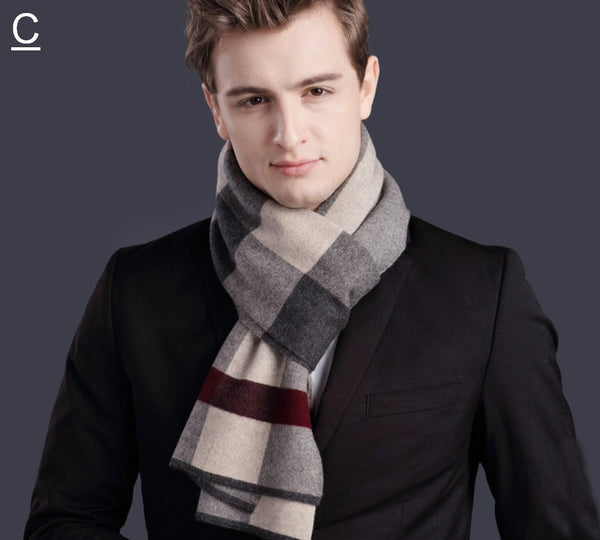 Thick Wool Scarf, Men's Winter Scarf, Formal Men Scarf Styles, Business Casual Scarf Men, Fashion Scarf, Christmas Gift for Men, Men's Wool Scarf Winter-HomePaintingDecor
