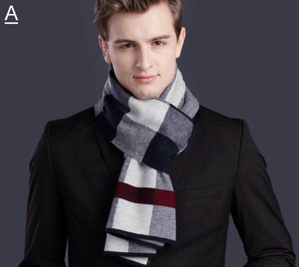 Thick Wool Scarf, Men's Winter Scarf, Formal Men Scarf Styles, Business Casual Scarf Men, Fashion Scarf, Christmas Gift for Men, Men's Wool Scarf Winter-HomePaintingDecor