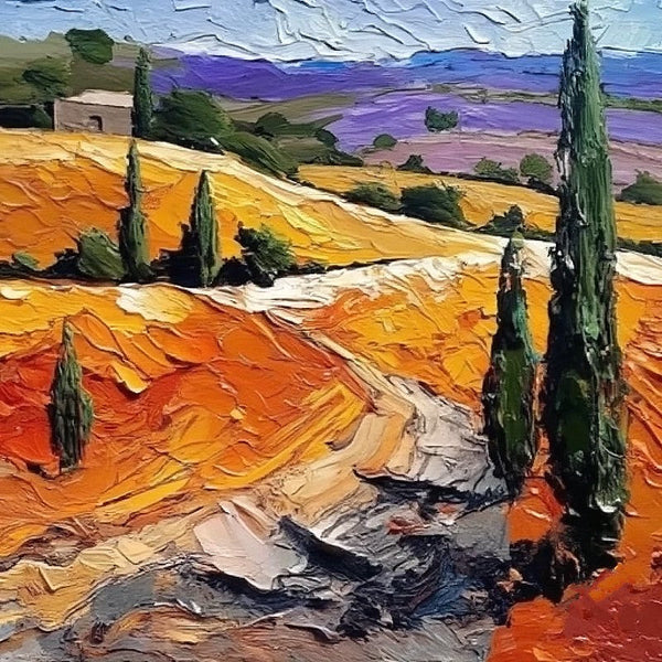 Simple Small Canvas Paintings, Original Small Landscape Paintings, Provence Flower Field Landscape Painting, Heavy Texture Canvas Art, Easy Landscape Painting Ideas-HomePaintingDecor