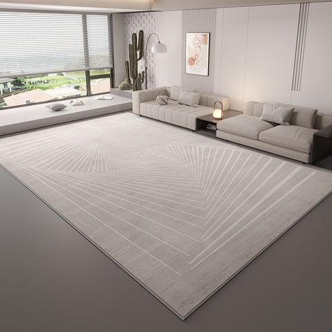 Contemporary Floor Carpets for Living Room, Grey Geometric Modern Rugs in Bedroom, Large Modern Rugs for Sale, Dining Room Modern Rugs-HomePaintingDecor