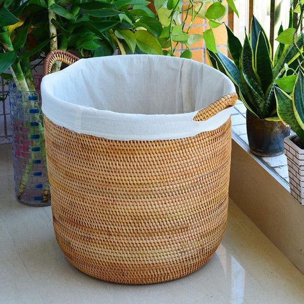 Extra Large Rattan Storage Baskets, Oversized Laundry Storage Baskets, Round Storage Baskets, Storage Baskets for Clothes, Storage Baskets for Bathroom-HomePaintingDecor