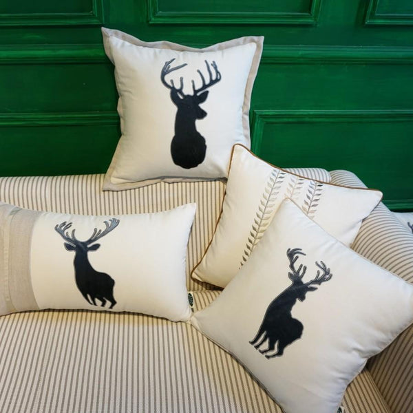 Embroider Elk Cotton Pillow Cover, Decorative Throw Pillow, Sofa Pillows, Home Decor
