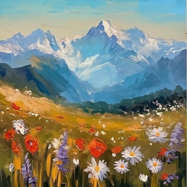 The Alps Mountain Painting, Original Small Landscape Paintings, Heavy Texture Canvas Art, Small Canvas Paintings, Easy Landscape Painting Ideas, Simple Small Canvas Paintings-HomePaintingDecor