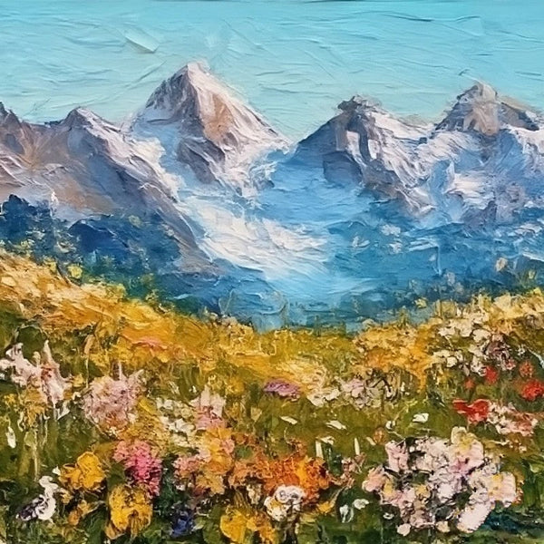 Heavy Texture Canvas Art, Small Canvas Paintings, The Alps Mountain Painting, Original Small Landscape Paintings, Easy Landscape Painting Ideas, Simple Small Canvas Paintings-HomePaintingDecor