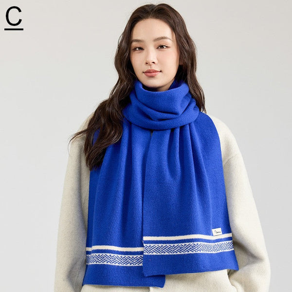 Modern Winter Scarf, Blue Casual Scarf for Women, Fashion Designer Scarf, Cold Weather Scarf, Wool Scarf for Women, Soft Cashmere Scarf for Women-HomePaintingDecor