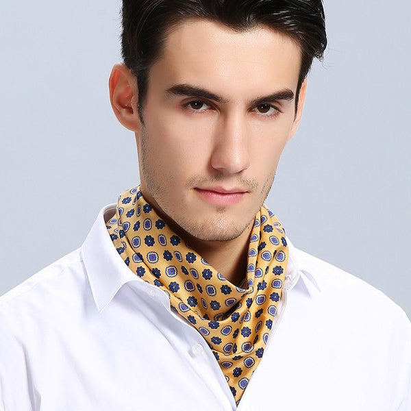 Lightweight Silk Scarf Men, Short Silk Scarf Business, Mens Silk Head Scarf, Mens Silk Neck Scarf, Silk Scarf For Work, Casual Silk Scarf Mens, Silk Ascot Scarf Men-HomePaintingDecor