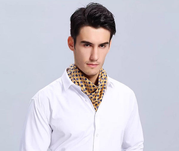 Lightweight Silk Scarf Men, Short Silk Scarf Business, Mens Silk Head Scarf, Mens Silk Neck Scarf, Silk Scarf For Work, Casual Silk Scarf Mens, Silk Ascot Scarf Men-HomePaintingDecor