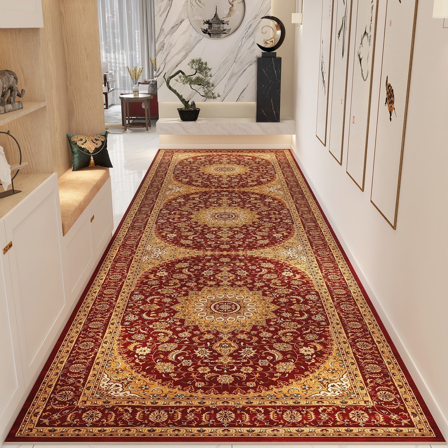 Long Narrow Hallway Runners, Kitchen Runner Rugs, Washable Entryway Runner Rug Ideas, Colorful Persian Runner Rugs for Bedside, Non Slip Entrance Runner Rugs-HomePaintingDecor