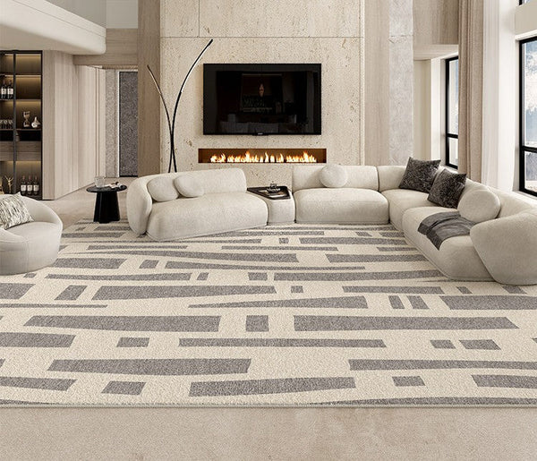 Large Modern Rugs for Living Room, Gray Geometric Area Rugs for Bedroom, Contemporary Area Rugs for Dining Room-HomePaintingDecor