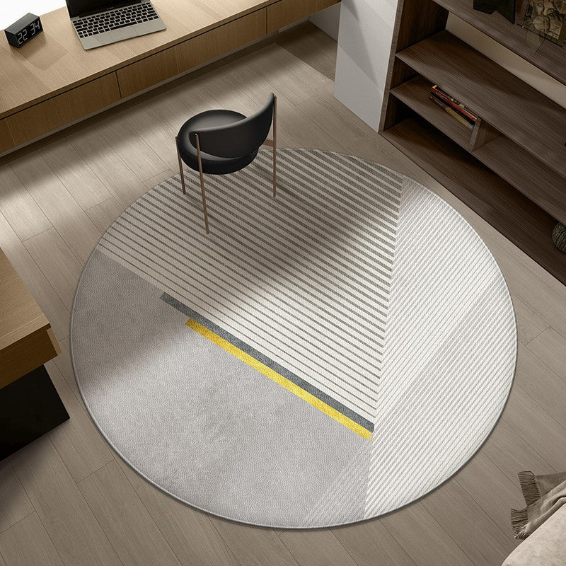 Modern Round Rugs under Coffee Table, Dining Room Modern Rugs, Gray Contemporary Round Rugs under Chairs, Circular Area Rugs for Bedroom-HomePaintingDecor