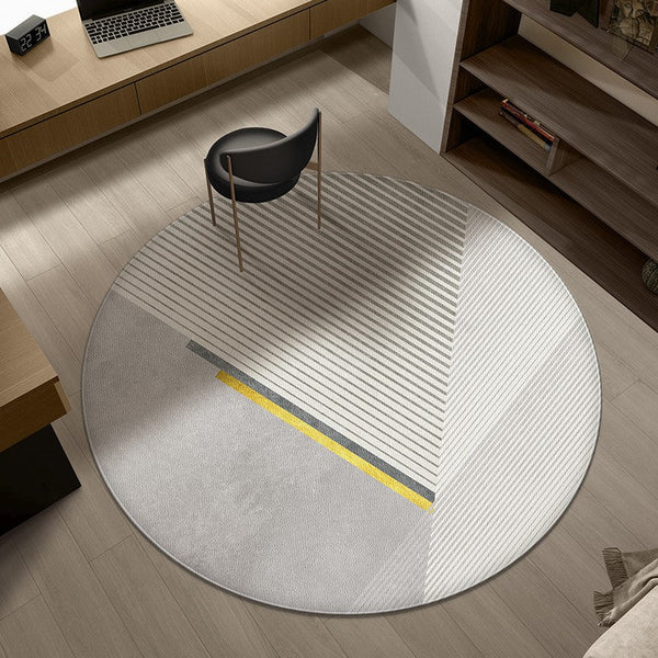 Modern Round Rugs under Coffee Table, Dining Room Modern Rugs, Gray Contemporary Round Rugs under Chairs, Circular Area Rugs for Bedroom-HomePaintingDecor
