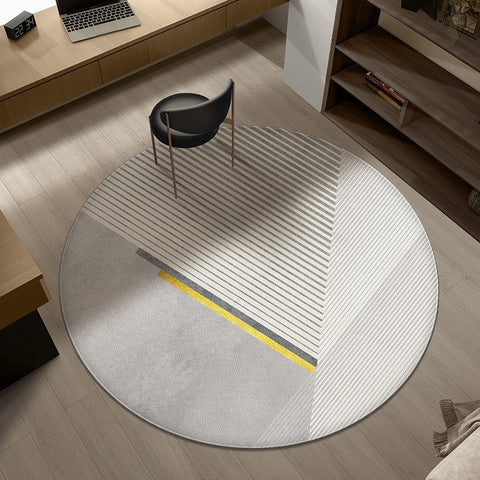 Modern Round Rugs under Coffee Table, Dining Room Modern Rugs, Gray Contemporary Round Rugs under Chairs, Circular Area Rugs for Bedroom-HomePaintingDecor