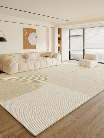 Abstract Contemporary Rugs for Bedroom, Modern Rugs under Sofa, Dining Room Floor Rugs, Modern Rugs for Office, Large Cream Color Rugs in Living Room-HomePaintingDecor