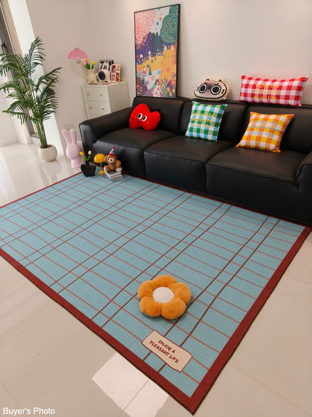 Modern Living Room Rug Ideas, Mid Century Contemporary Rugs, Geometric Modern Area Rugs, Blue Modern Rugs for Dining Room-HomePaintingDecor