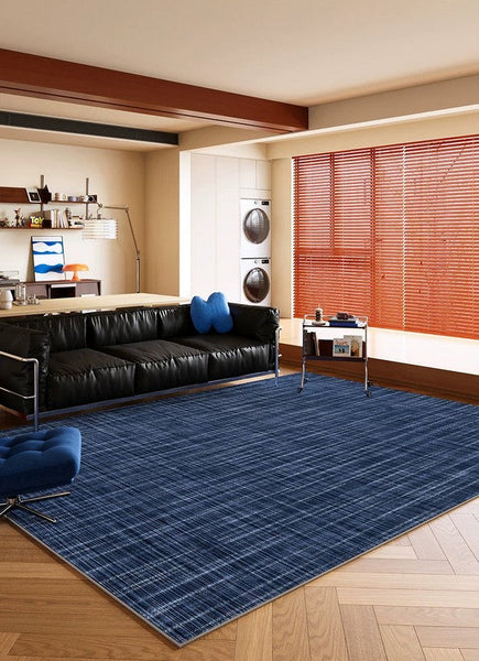Unique Blue Modern Rugs for Dining Room, Bedroom Modern Floor Carpet, Mid Century Area Rugs, Contemporary Modern Living Room Rug Ideas-HomePaintingDecor