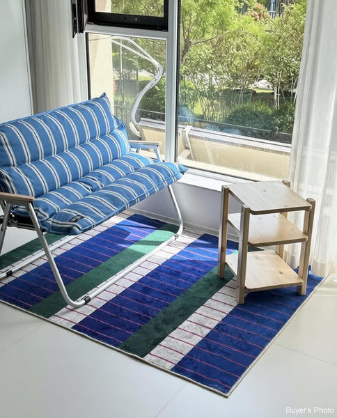 Mid Century Modern Rugs, Bedroom Modern Floor Carpet, Blue Modern Rug Designs, Contemporary Modern Rugs for Dining Room, Living Room Rug Ideas-HomePaintingDecor