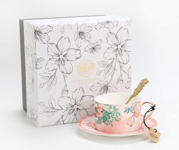 Porcelain Tea cups, British Tea Cup Set, Afternoon Tea Cup with Saucer Set, Elegant Coffee Cup, Porcelain Coffee Cups, Coffee Cup in Gift Box, Vintage Tea Cup Set-HomePaintingDecor