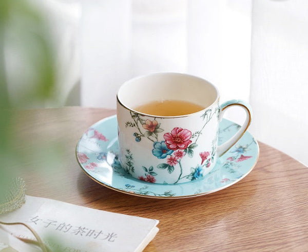 Elegant Coffee Cup, Porcelain Tea cups, British Tea Cup Set, Vintage Tea Cup Set, Afternoon Tea Cup with Saucer Set, Porcelain Coffee Cups, Coffee Cup in Gift Box-HomePaintingDecor