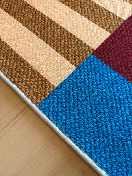 Modern Living Room Rug Ideas, Blue Mid Century Modern Rugs, Colorful Modern Rugs for Dining Room, Geometric Contemporary Area Rugs-HomePaintingDecor