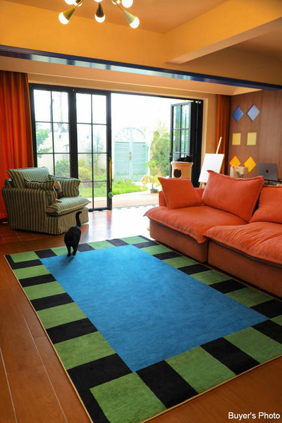 Mid Century Contemporary Rugs, Geometric Modern Rugs, Modern Living Room Rug Ideas, Colorful Area Rugs for Dining Room-HomePaintingDecor