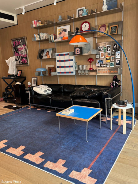Mid Century Area Rugs, Contemporary Modern Living Room Rug Ideas, Blue Modern Rugs for Dining Room, Bedroom Modern Floor Carpet-HomePaintingDecor