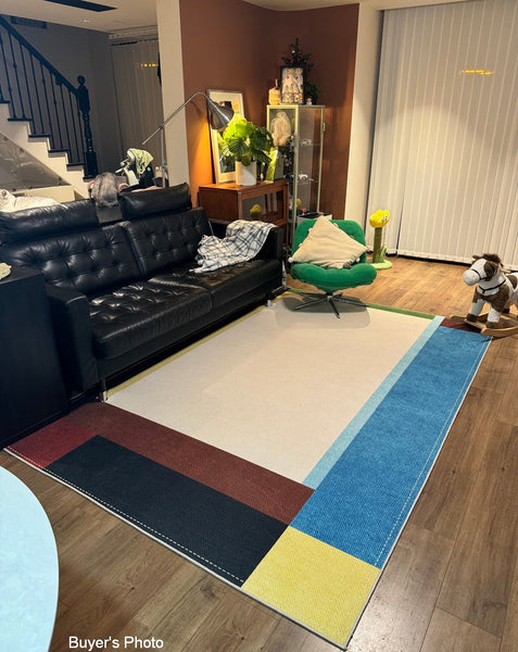 Modern Living Room Rug Ideas, Geometric Contemporary Area Rugs, Mid Century Modern Rugs, Colorful Modern Rugs for Bedroom-HomePaintingDecor