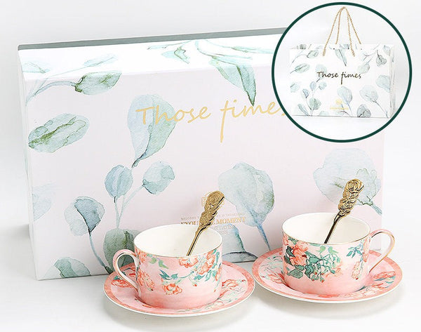 Porcelain Tea cups, British Tea Cup Set, Afternoon Tea Cup with Saucer Set, Elegant Coffee Cup, Porcelain Coffee Cups, Coffee Cup in Gift Box, Vintage Tea Cup Set-HomePaintingDecor