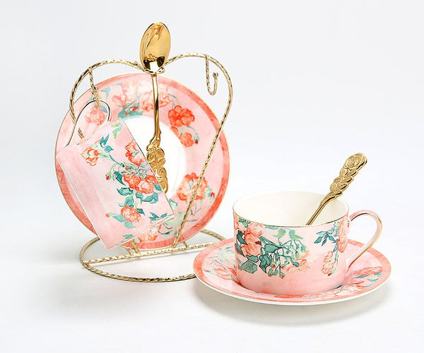 Elegant Coffee Cup, Porcelain Tea cups, British Tea Cup Set, Afternoon Tea Cup with Saucer Set, Porcelain Coffee Cups, Coffee Cup in Gift Box, Vintage Tea Cup Set-HomePaintingDecor