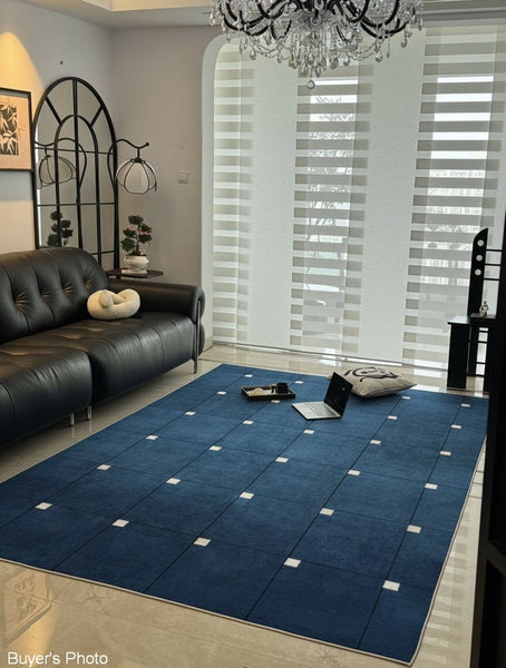 Unique Blue Modern Rugs for Dining Room, Bedroom Modern Floor Carpet, Mid Century Area Rugs, Contemporary Modern Living Room Rug Ideas-HomePaintingDecor